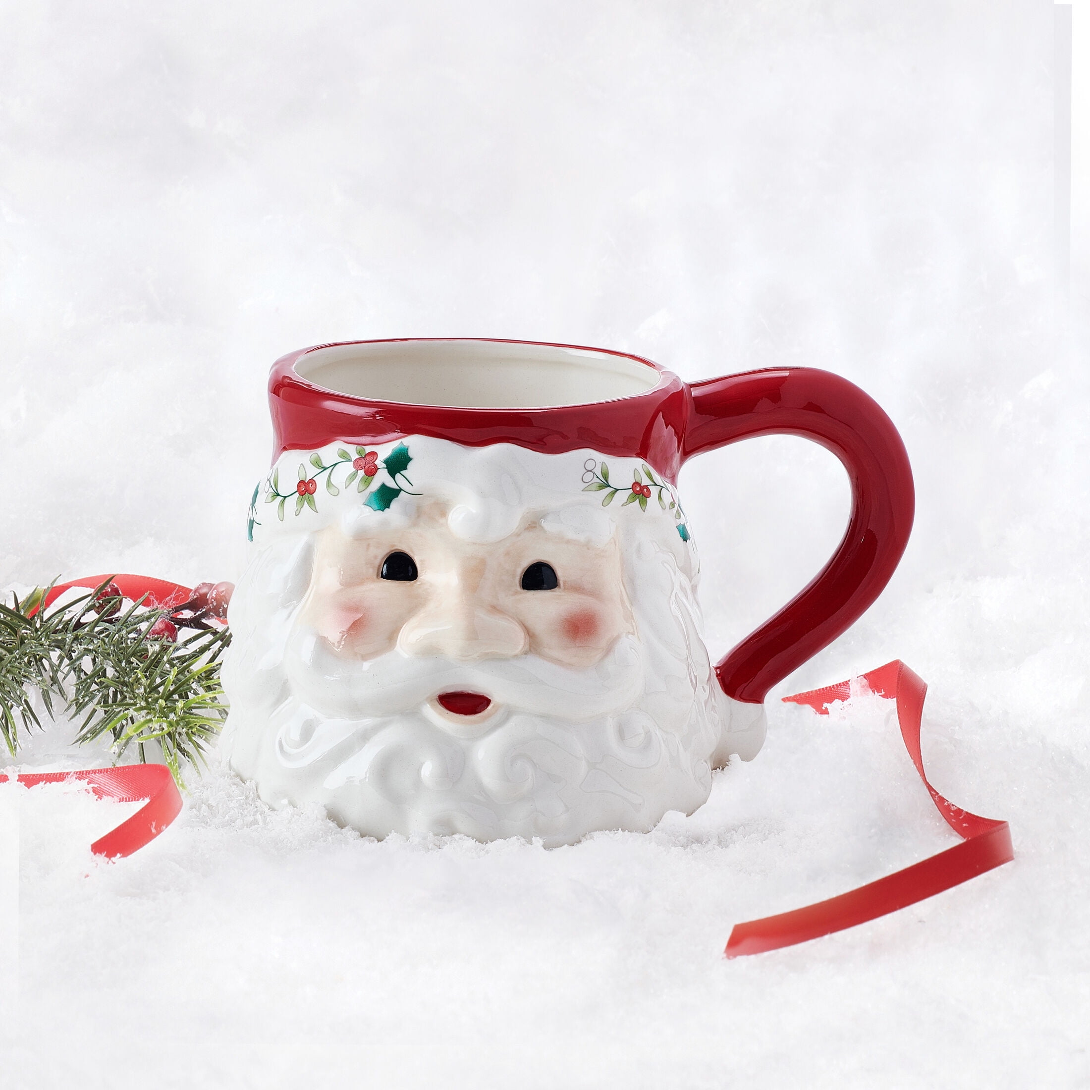 Pfaltzgraff Winterberry Stoneware 16 oz Santa Mug