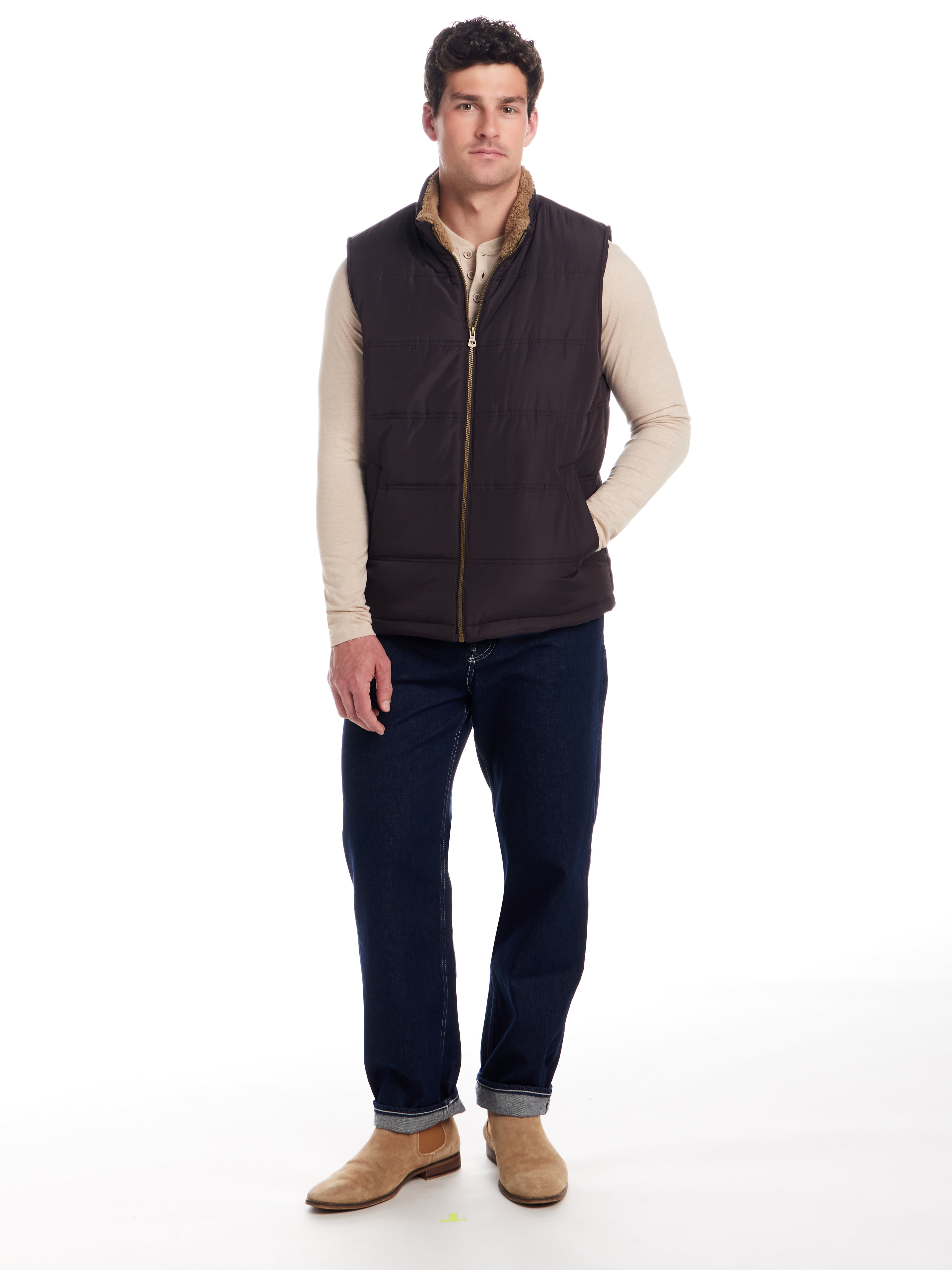 Frontier Threads Men's Sherpa Lined Horizontal Quilted Vest