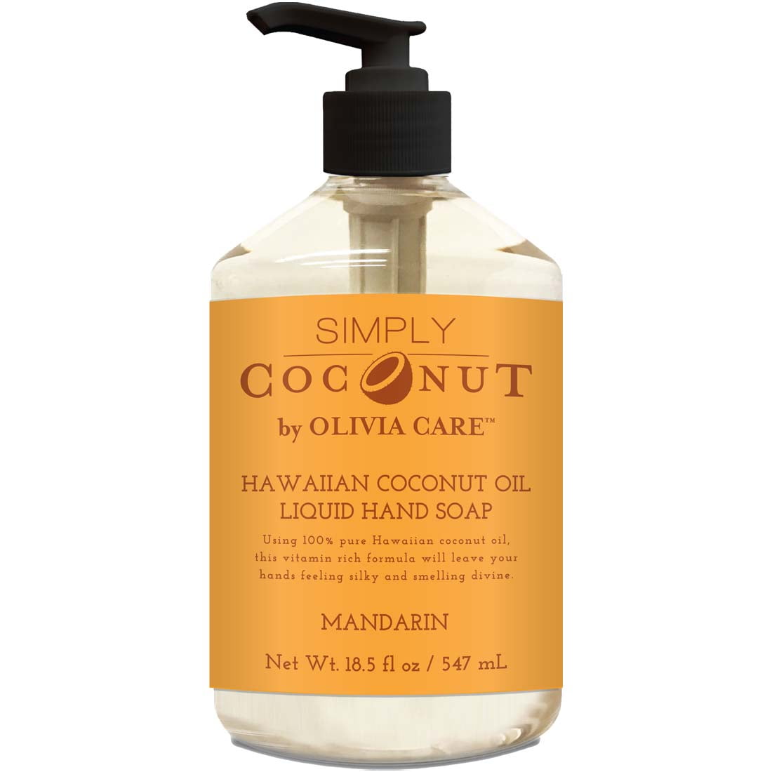 Liquid Hand Soap By Olivia Care Mandarin & Coconut. All Natural