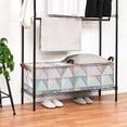 thumbnail image 3 of Yayeee Foldable Storage Basket for Shelves with Handles Waterproof Cloth Bins, Green Geometric, 3 of 7