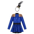 thumbnail image 4 of TiaoBug Kids Girls Circus Ringmaster Dress Sequin Tassel Leotard Skirt with Hats for Stage Party Blue 10, 4 of 7