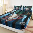 thumbnail image 3 of jejeloiu Retro Bull Skull Queen Sheet Sets,Rustic Farmhouse Hunting Flat Sheet,Blue Black Queen Fitted Sheet For Boys Kids,Breathable Home Decor,4 Pieces, 3 of 7