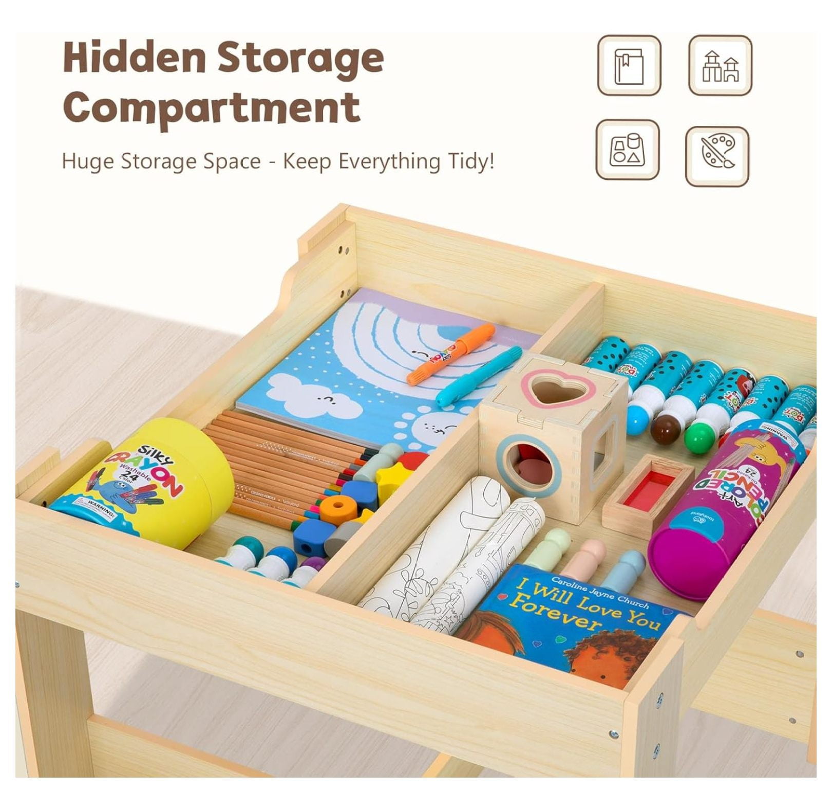 Kids Table and Chairs Ages 3-7, 4 in 1 Toddler Desk and Chair Set with Whiteboard, Blackboard, Storage Drawer and Book Rack. Toddler Activity Table for , and Playroom
