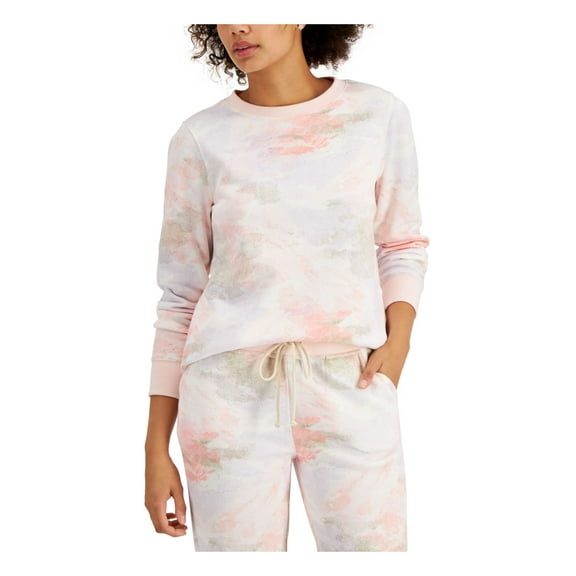 STYLE & COMPANY Womens Pink Ribbed Camouflage Sweatshirt PP