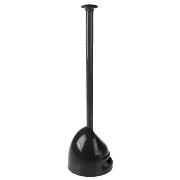 mDesign Toilet Bowl Plunger Set with Drip Tray, Compact Storage Black