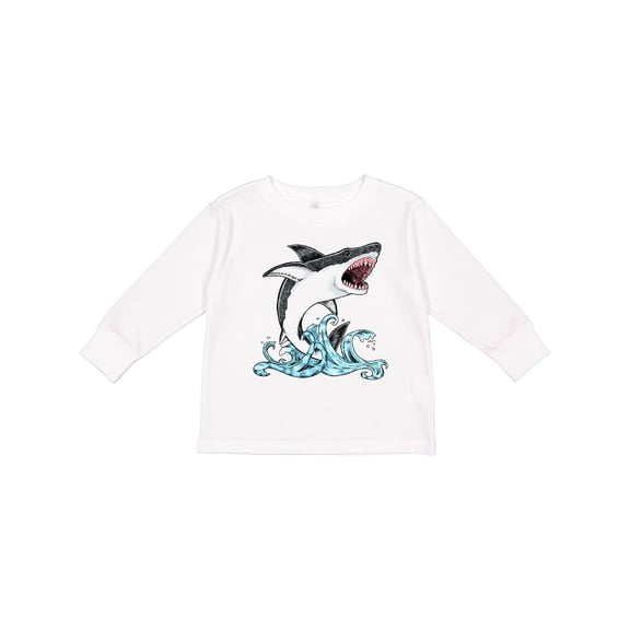 Inktastic Great White Shark Jumping Boys or Girls Long Sleeve Toddler T-Shirt