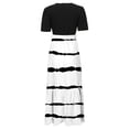 thumbnail image 4 of Summer Dresses For Women 2025 Floral Print Wrap Short Sleeve Maxi Dress Patchwork Ruffle Hem A Line Dress, 4 of 5