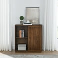thumbnail image 3 of Gzxs 31.7" Storage Cabinet with 2 Sliding Doors, Modern Accent Coffee Bar Buffet Sideboard Console Table for Kitchen, Entryway, Bedroom, Walnut, 3 of 10