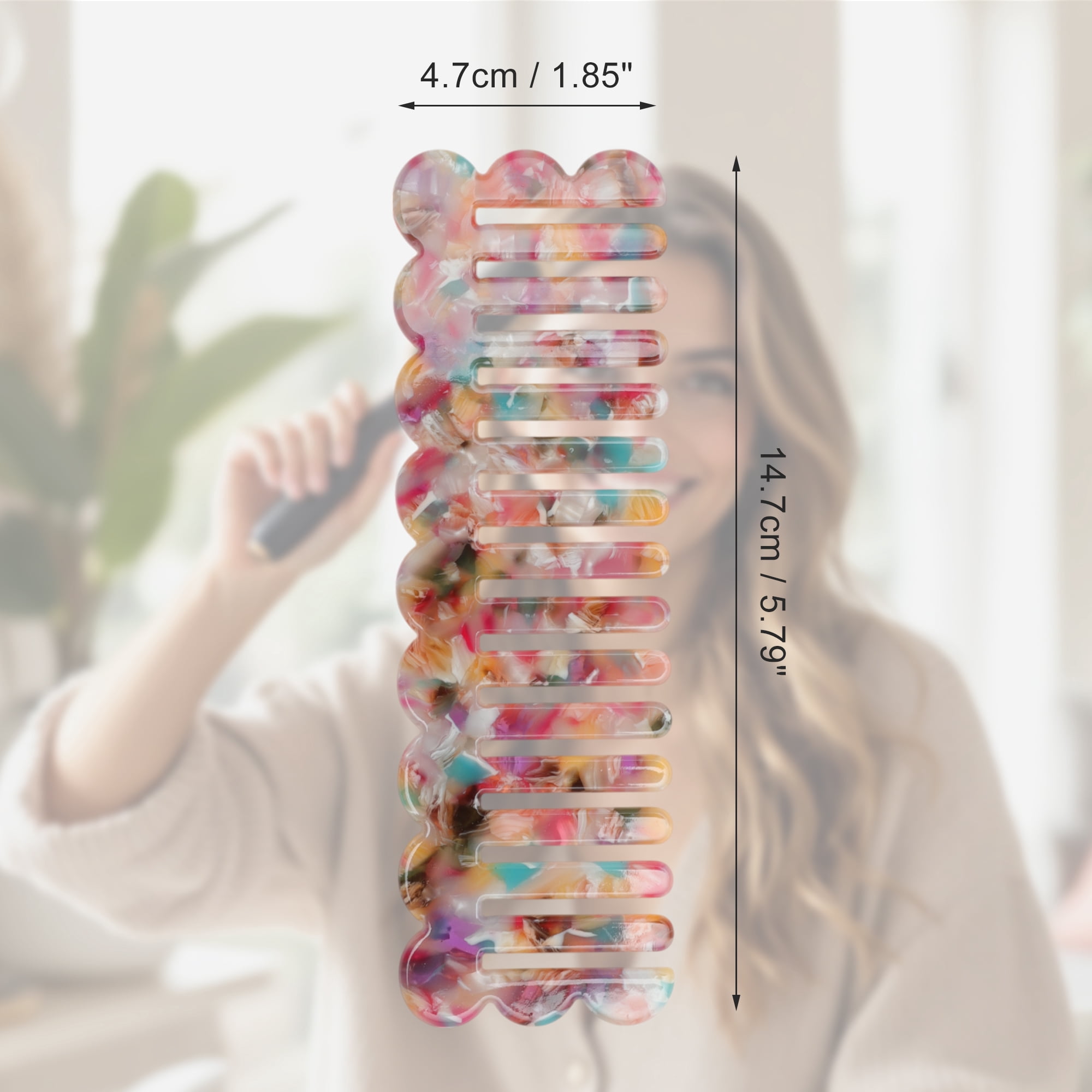 Unique Bargains 1 Pc Wave Rectangular Hair Comb for All Hair Types Styles Colorful