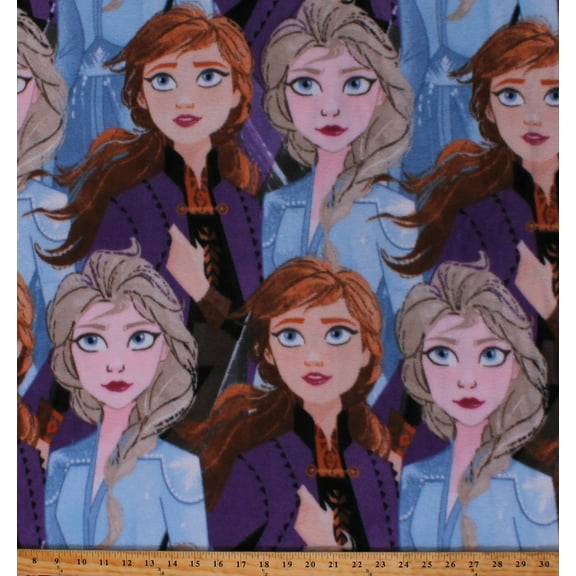 Fleece Anna Elsa Disney Princess Characters Frozen 2 Sisters Packed Kids Multicolor Fleece Fabric Print by the Yard (70075-1600710)