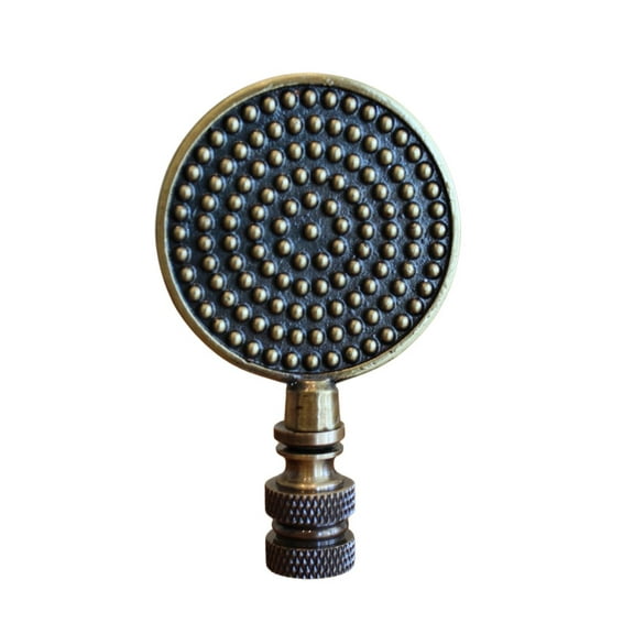 Dotted Medallion Decorative Lamp Finial Antique Brass, 3"h
