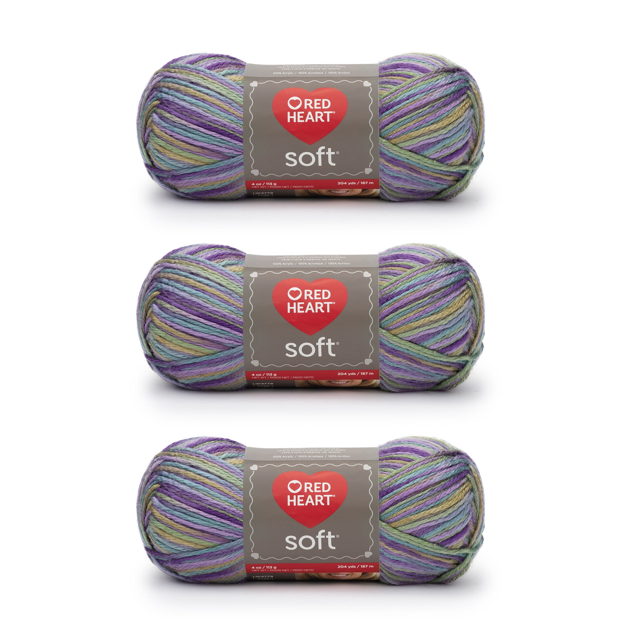 Red Heart Soft Watercolors Yarn 3 Pack of 113g/4oz Acrylic 4