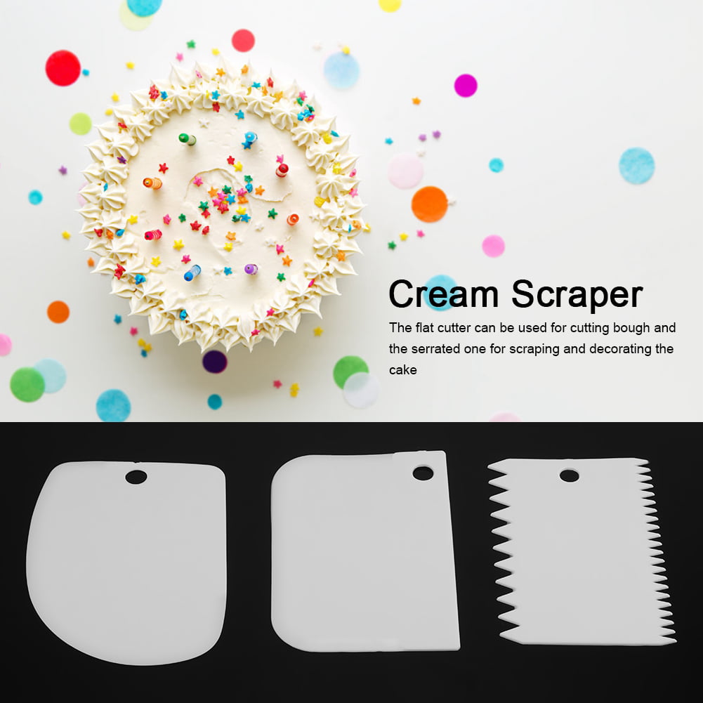 show original title Details about  / Tool to Cut Decoration cake cream scraper plastic 3pcs