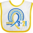 thumbnail image 3 of Inktastic 3-21 World Down Syndrome Day Blue and Yellow Rainbow Ribbon Boys or Girls Baby Bib, 3 of 4