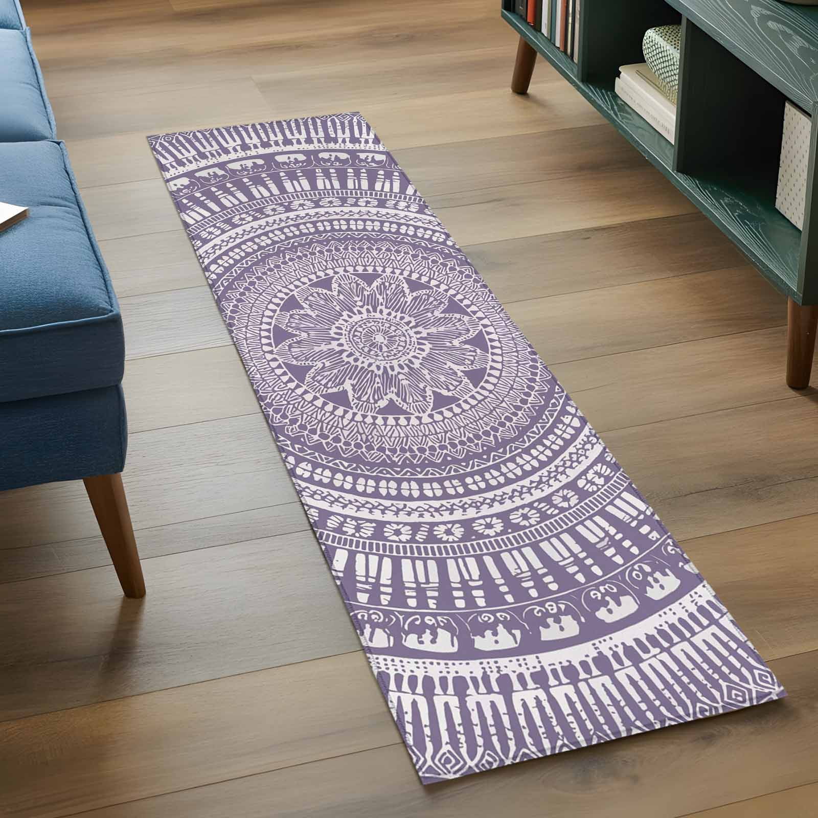 Purple Boho Kitchen Runner Rug 2x6 Washable Runners for Hallway Non Slip Mantoro Flower Modern Abstract Bohemian Floral Large Area Rug Indoor Floor Carpet for Bathroom Laundry Entryway Bedroom