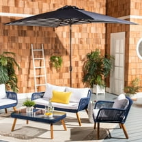SAFAVIEH Outdoor Collection Athens 6.5 x 10-Foot Rectangle Umbrella Navy/White