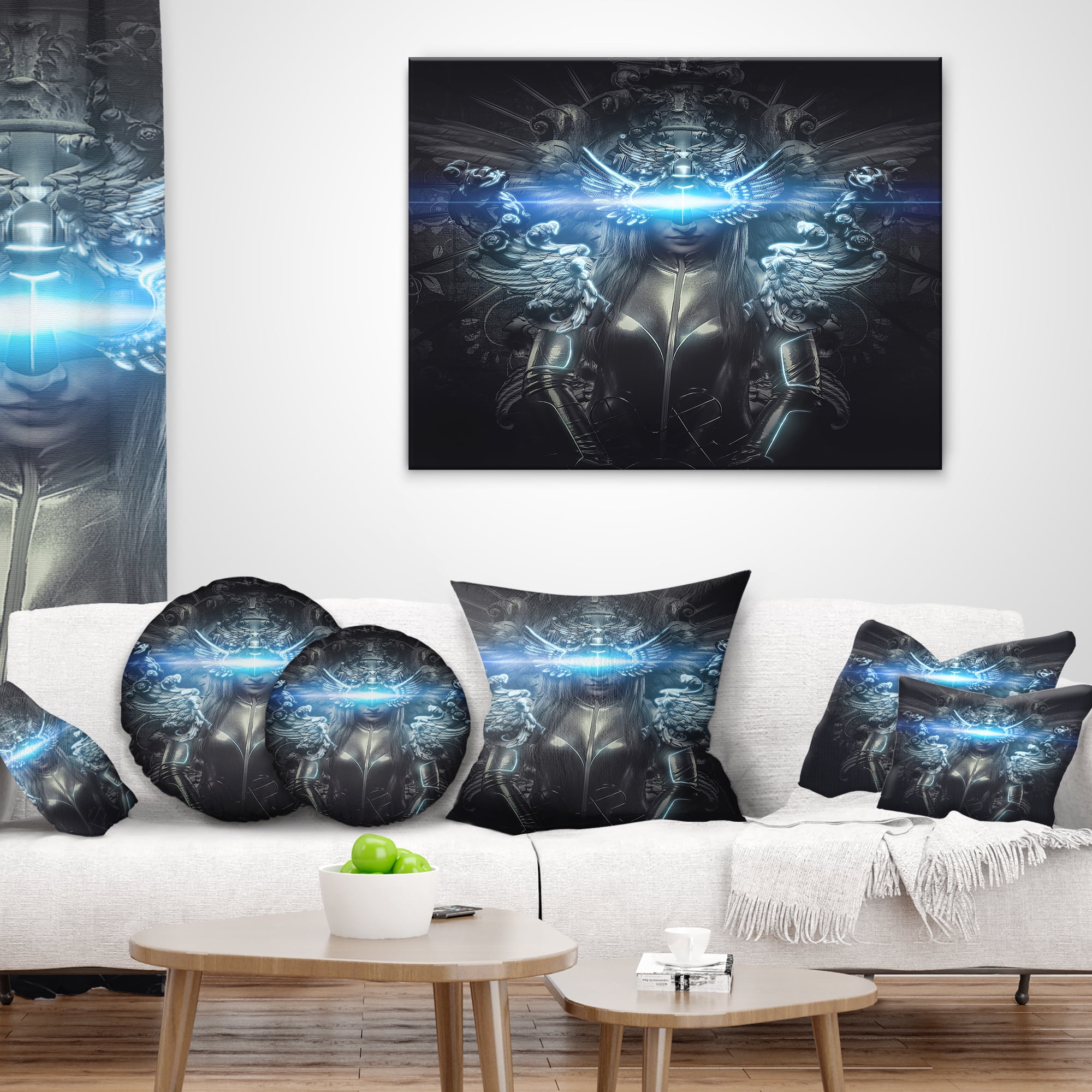 Designart Woman Suit with Relief - Abstract Throw Pillow - 12x20
