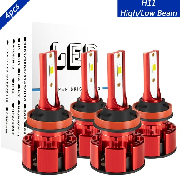 H11 High/Low Beam for Ford Fusion 2018-2020 LED Headlight Bulbs Kit 6000K White 4pcs