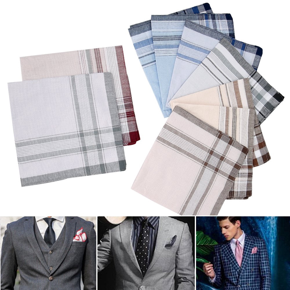 Lot De 3 Mouchoirs De Poche En Coton Pour Homme - Couleurs Assorties - 43x43 Cm - Neufs