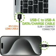 Cellet 4-ft Heavy-Duty Braid USB-C to USB-A Data/Charging Cable Compatible with Apple iPhone 15 Series iPad Pro 11/12.9/MacBook Android Samsung Galaxy Google PixelCharging; Data Transfer