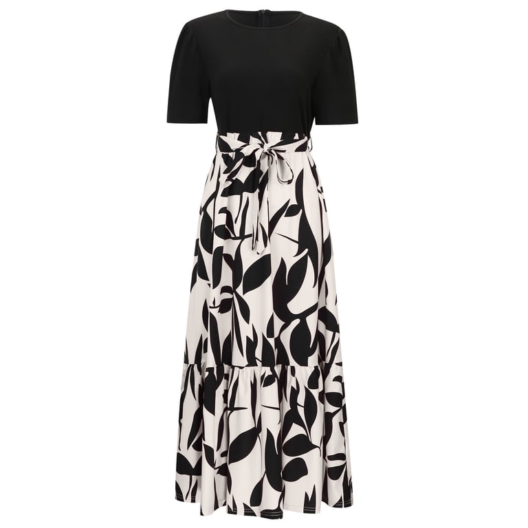 modest business casual dresses Pimfylm Women 2025 Summer Dress Short Sleeve Ribbed Teacher Work Outfits Midi Dress Beige, L easy press n open Novalie | Cream V-Neck Colour:White active-comfort Floral