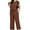 C1-Cocoa Brown, variant on Plus Size Summer Outfits for Women Two Piece Set Casual Loose Fit Short Sleeve Shirt & Wide Leg Pants Vacation Clothes - Light Khaki 3X