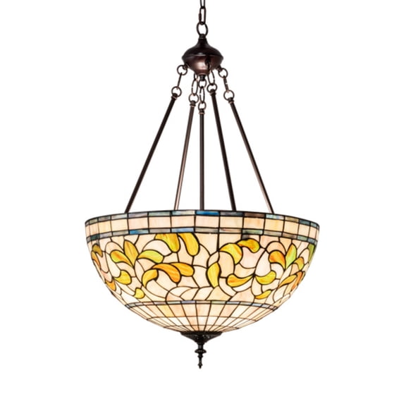 Meyda Lighting 20" Wide Tiffany Turning Leaf Inverted Pendant