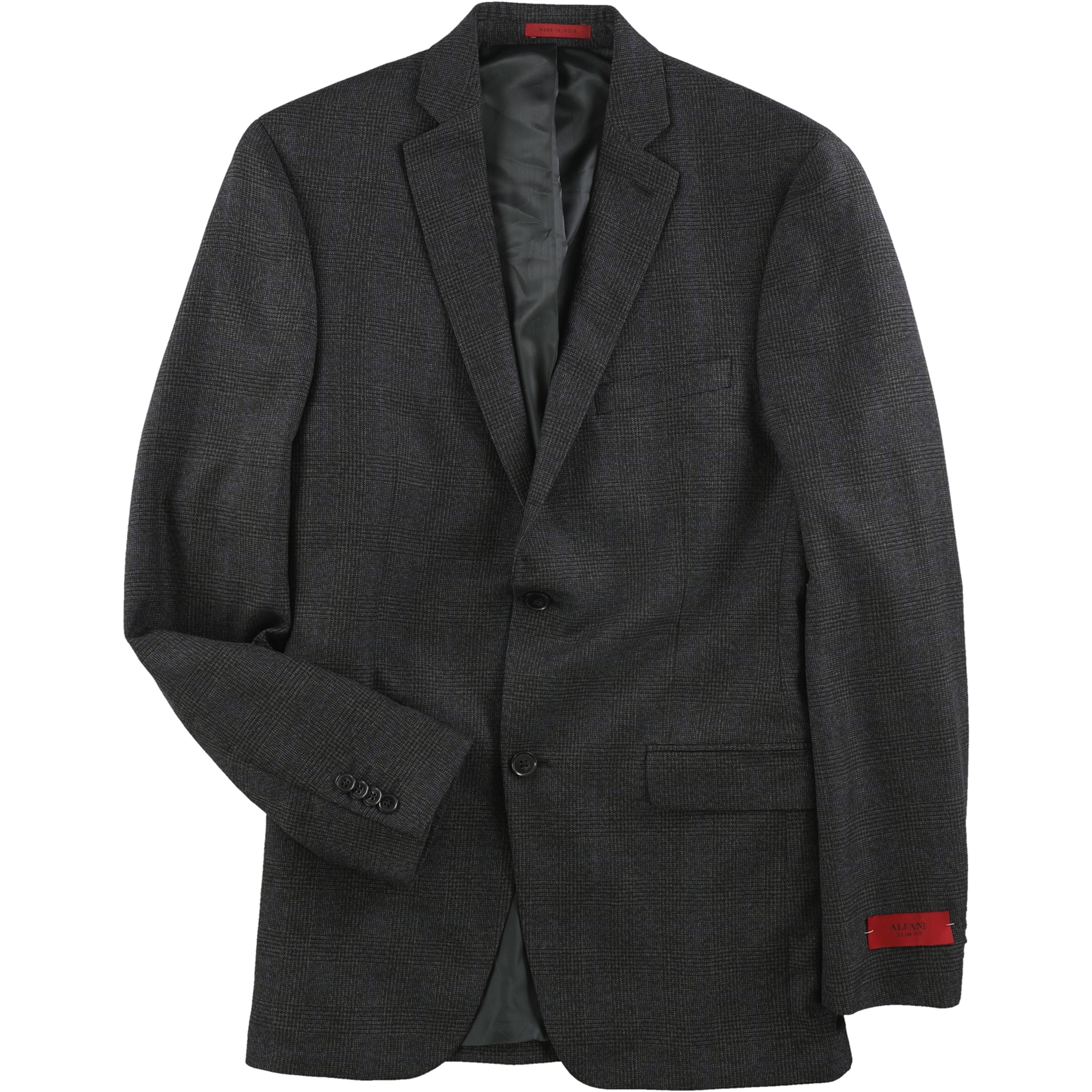 Alfani Mens Plaid Sport Coat, Grey, 40 