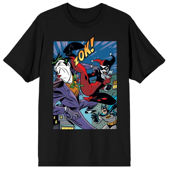 DC Comic Book Harley Quinn & The Joker Men's Black Graphic Tee-S