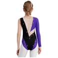 thumbnail image 2 of Sholeno Gymnastics Leotard for Girls One Shoulder Long Sleeve Ballet Bodysuit Tumbling Dance Outfit Purple 10, 2 of 5