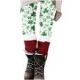 thumbnail image 6 of lcziwo St Patricks Day Leggings for Women Casual Stretchy High Waisted Yoga Pants Funny Shamrock Print Running Leggings Full Length Tight Trousers Red XL, Lightning Sales, 6 of 8