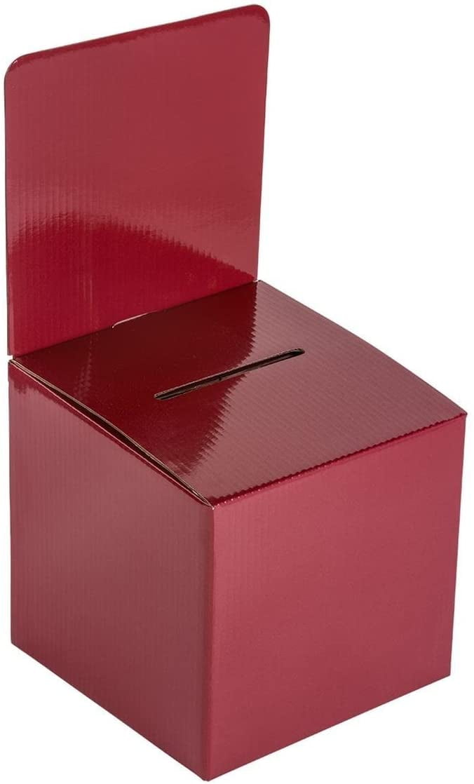 Ballot Box MCB 5 Pack, Black Medium Cardboard Box with Removable Header for Tabletop Use Ticket Box Suggestion Box Raffle Box 