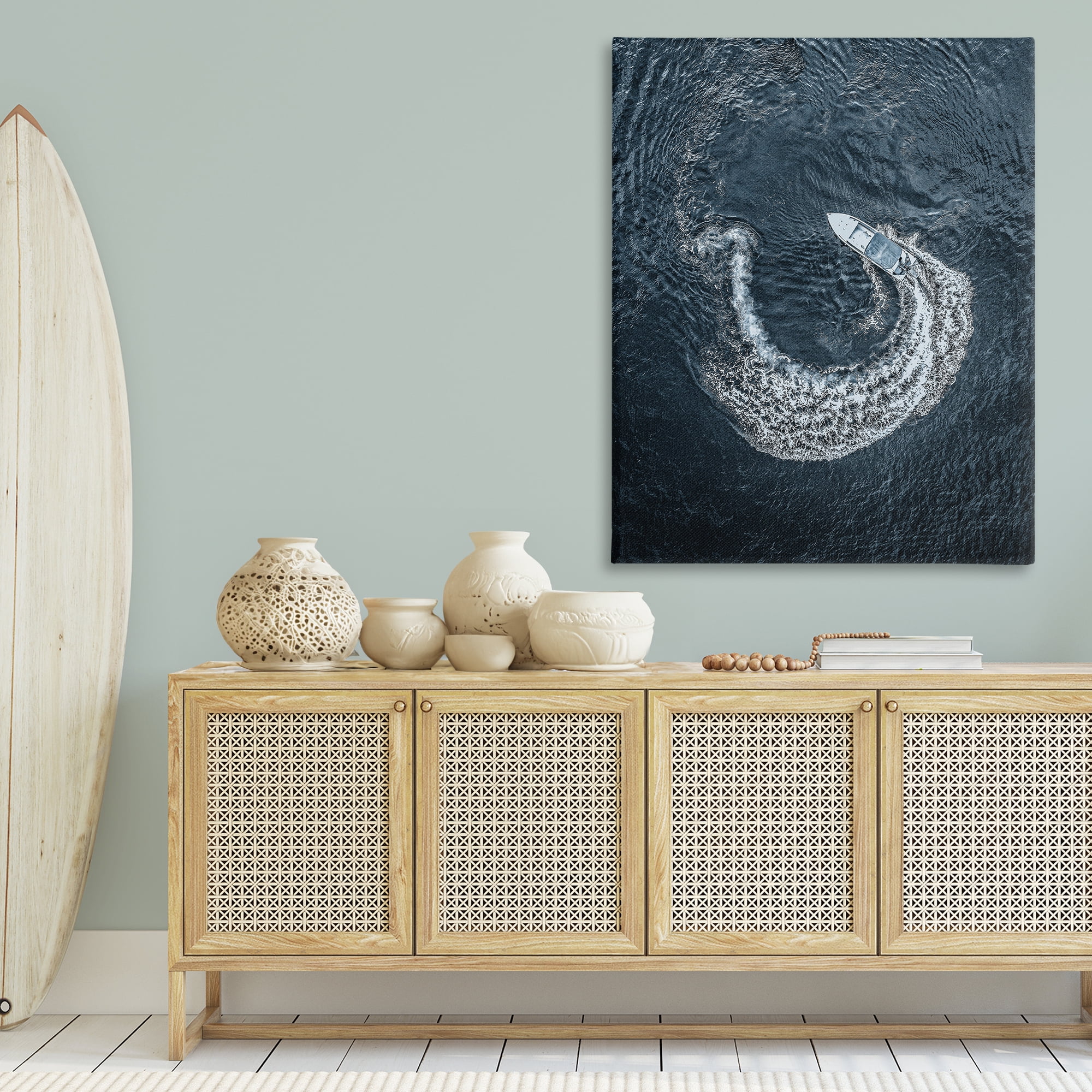 Stupell Industries Boat Circling Water Transportation Photography Gallery Wrapped Canvas Art Print Wall Art, 36 x 48