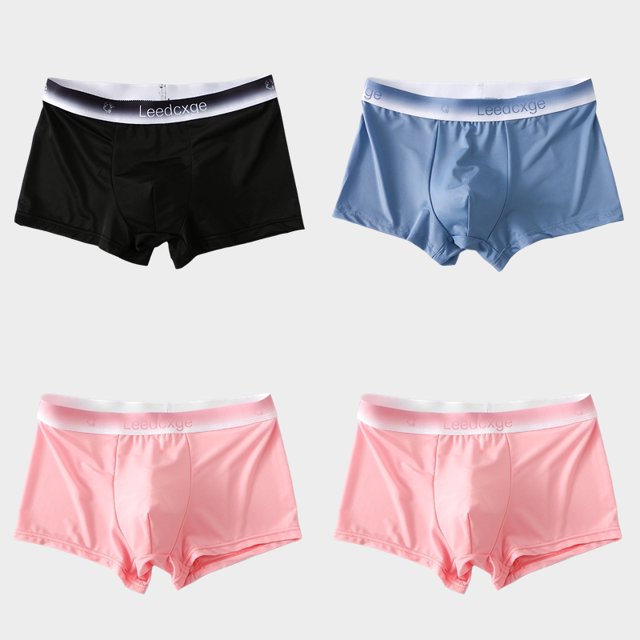 Summer Men Boxers Ice Silk Seamless Panties Ultra-thin Gradient Color Underpants Breathable 4 PCS Set Slip Silk Panties Men 13 L