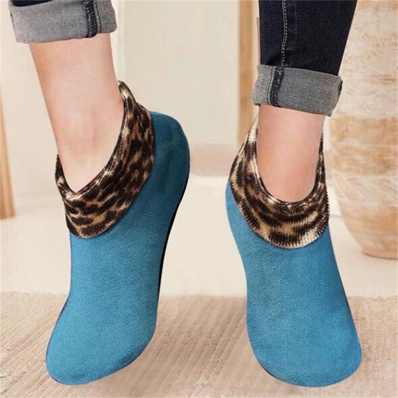 BLTIBY Velvet Indoor Socks Home Non-slip Winter Warm Thermal Socks Slippers Non Slip Elastic Floor Sock Fuzzy for House Oil green One Size