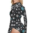 thumbnail image 4 of joogoo Snowflakes Women's Mock Turtle Neck Long Sleeve Bodysuit M, 4 of 8