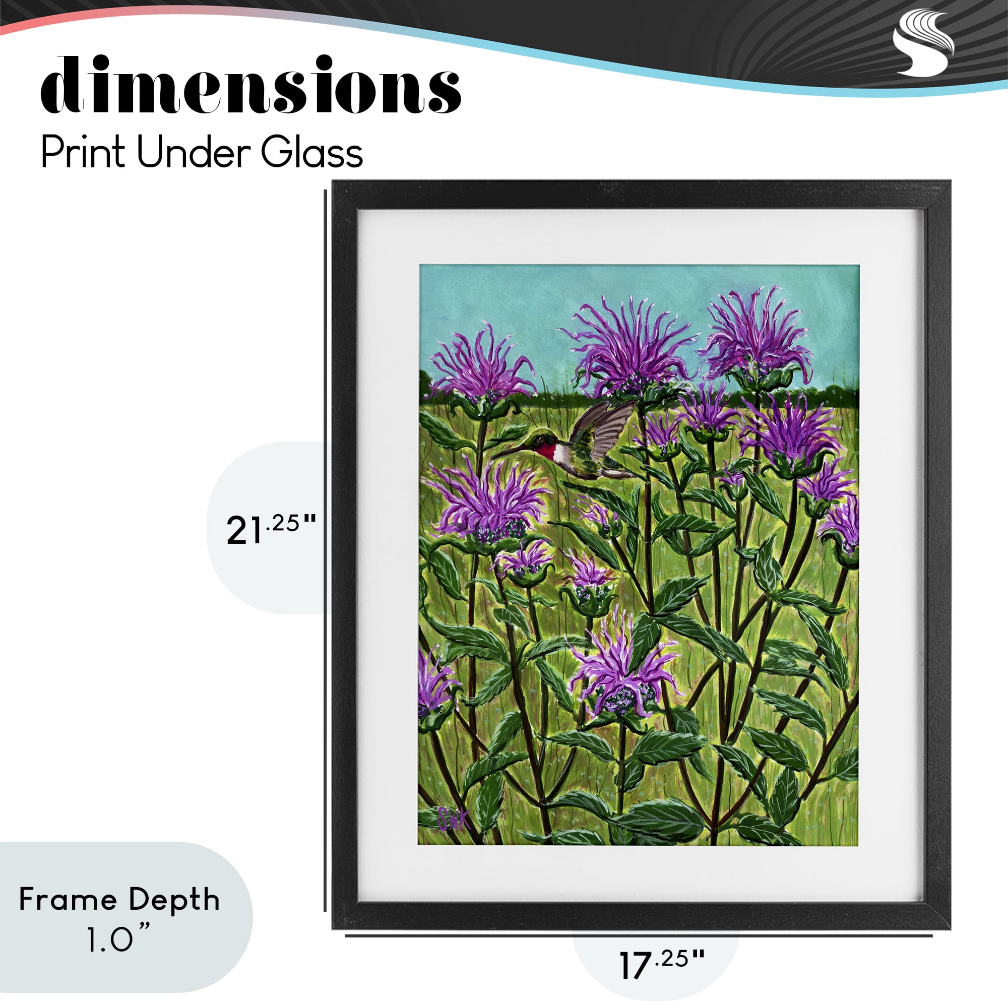Stupell Industries Ruby Throated Hummingbird & Beebalm Black Framed Print Under Glass, design by Sarah Waldron Kimball