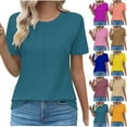 thumbnail image 4 of Wenyuyu Womens Solid T Shirts Casual Trendy 2024 Pleated Crewneck Blouses Summer Short Sleeve Office Work Tunic Tops, 4 of 4