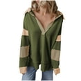 thumbnail image 2 of Yteetum Women's Oversized Striped Sweatshirts V Neck Drop Shoulder Long Sleeve Patchwork Pullover Sweatshirts Top Womens Casual Colorblock Loose Fits Long Sleeve Hoodless Sweatshirt Fall Clothes, 2 of 4