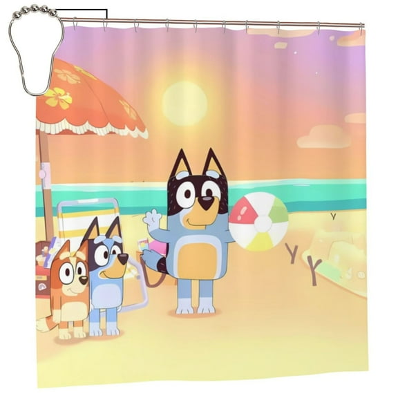 Masiiu Bluey Print Shower Curtain 72x72in Waterproof for Bathroom Decor Bathtub, Heavy Duty with 12 Hooks