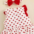 thumbnail image 7 of Youmylove Dresses For Girls Toddler Girls Sleeveless Valentine'S Day Hearts Printed Ruffles Princess Dress Headbands Set, 7 of 7
