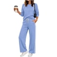 thumbnail image 5 of Bzdzmqm Women's 2 Piece Lounge Set Round Neck Long Sleeve Pullover and Wide Leg Pants with Drawstring Elastic Waist Cozy Casual Two Piece Outfit Solid Basic Tracksuit for Fall Winter Daily Wear,, 5 of 9