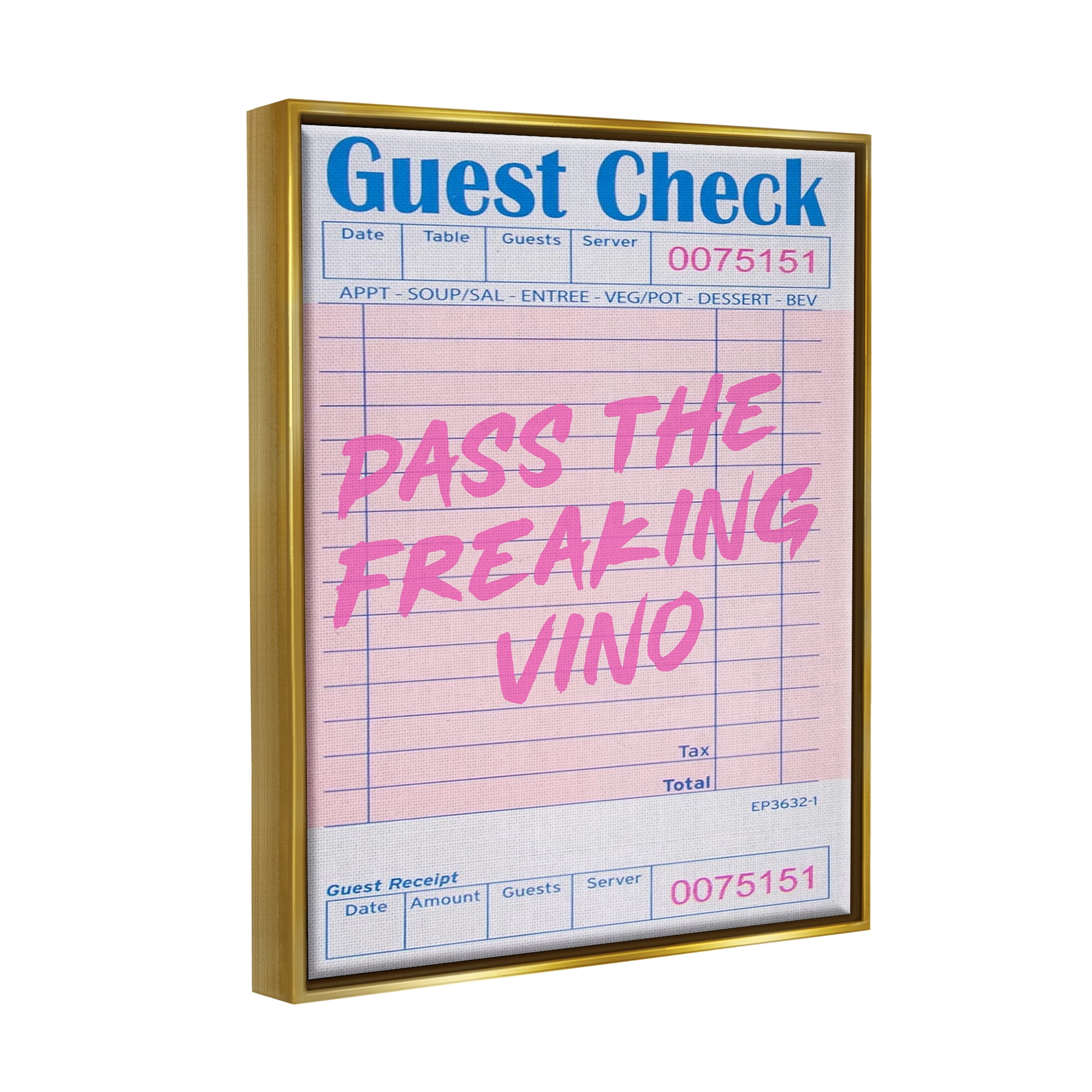 Stupell Industries Vintage Pass the Vino Inspirational Painting Gold Floater Framed Canvas Art Print Wall Art, 25 x 31