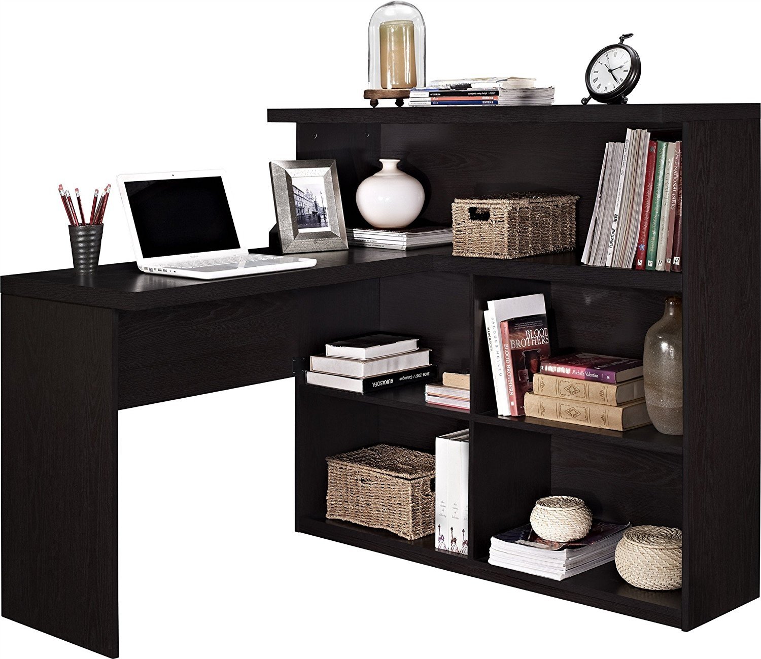 Trillum Way Sit/Stand L-Shaped Desk, Espresso