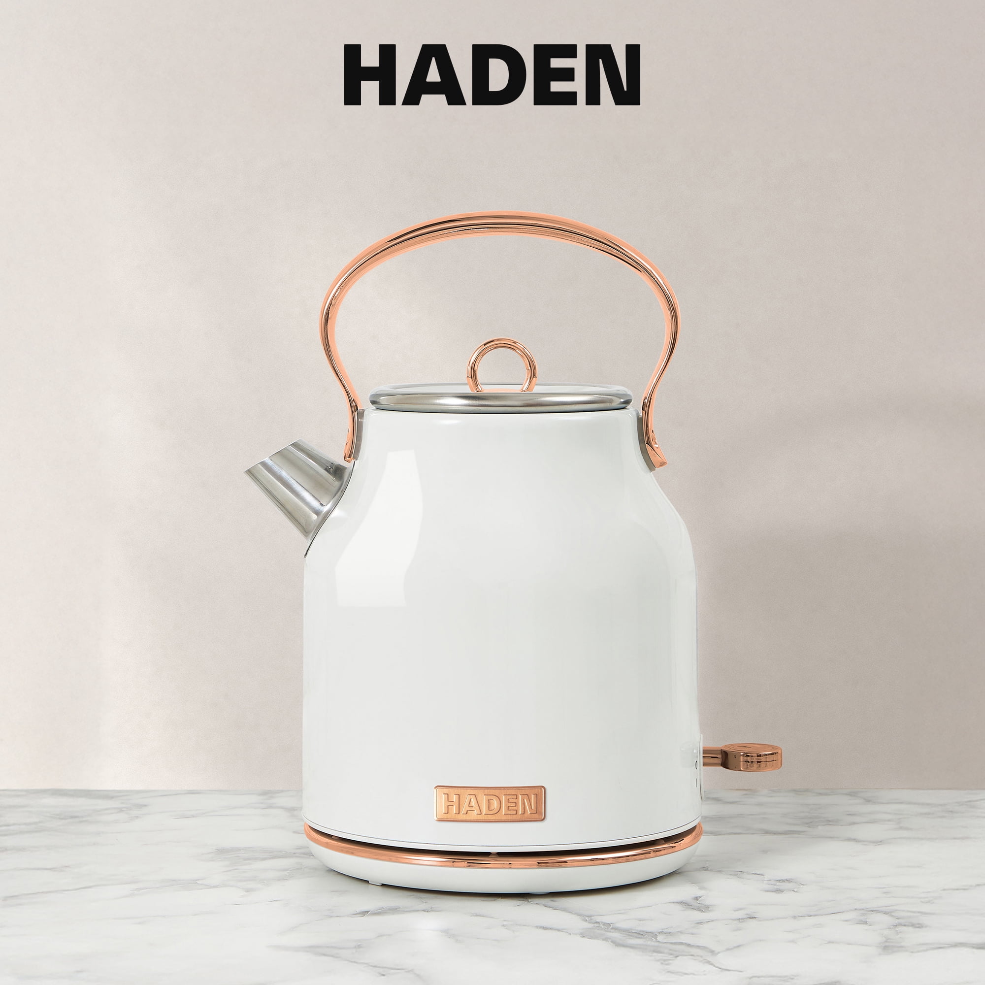 Haden Heritage 2 Slice Wide Toaster & Electric Water Kettle, Ivory & Copper