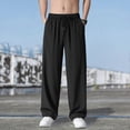 thumbnail image 3 of Pantalon Homme à Cordon Élastique Taille Large Jambe Fine Noir L, 3 of 5