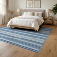thumbnail image 3 of ODIKA 6'x9' Washable Area Rug Striped Pinstripe Nautical Front Layered Doormat Welcome Door Refined Structured for Queen Size Bedroom, Under Bed, Master Suite, Easy Care, Non-Shedding, 3 of 7