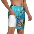 thumbnail image 3 of Picia Corals and Tropical Fish pattern Mens Swim Trunks with Compression Liner Stretch Beach Shorts Quick Dry with Zipper Pockets No-Chafing Board Shorts-Small, 3 of 9