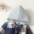 thumbnail image 4 of Toddler Baby Boys Clothes Baby Boys Outfits Long Sleeve Plaid Hooded Top Pants 2PCS Boys Fall Winter Clothing Set Gray 18-24 Months, 4 of 9