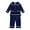 Dark Blue, variant on Godderr Boys Girls Silk Stain Pajamas Outfits 2PCS for Kids Toddler Baby Ruffled Hem Solid Color with Pocket Long Sleeve Fall Winter Pajamas Robe Loungewear 9M-9Y